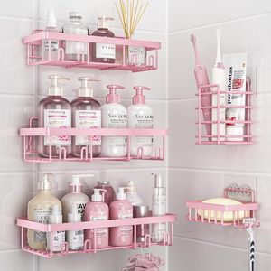 Lot de 5 paniers de rangement muraux adhésifs en acier inoxydable antirouille pour douche et salle de bain - Product Image 1