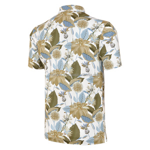 Premium High Performance Men's Short Sleeve Floral Print Golf Polo Shirt Casual White Collared Button Up Summer <b>Tops</b> - Product Image 2