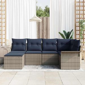 Grey Poly Rattan <b>Garden</b> <b>Sofa</b> Set 6 Seater Outdoor Furniture With Cushions Contemporary Design - Product Image 5
