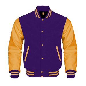 Veste universitaire en laine pour homme avec logo personnalisé, manches marron beige, col montant, fermeture éclair, manteau d'hiver décontracté respirant - Product Image 6