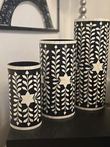 Macetero de Metal con Incrustaciones de Hueso, Hecho a Mano, Forma Redonda, Estilo Minimalista, para Decoración del Hogar, Producto de Lujo, Exportaciones al por Mayor - Product Image 3