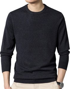 Pull-over épais en mélange polyester-coton, tricoté uni, 500 g/m², coupe oversize classique, pour tenue décontractée - Product Image 1