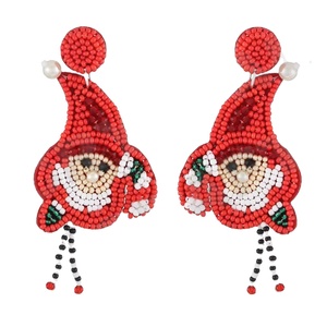 Pendientes colgantes con cuentas de estilo vintage, naranja, blanco y azul para mujer, aspecto de boda conmemorativo patriótico con espíritu navideño y navideño - Product Image 1