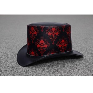 Unique Brown & Black handmade leather Top <b>Hat</b> with Skull Motif Goth Steampunk Fashion Fashion Designs Party Leather Cow Boy <b>Hats</b> - Product Image 6