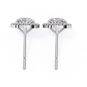 Round Cut Moissanite Halo Stud <b>Earrings</b> 6mm Center Stone with 1.10mm 44 Side Stones D VVS Moissanite Diamond <b>Earrings</b> 925 Silver - Product Image 6