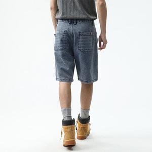 Shorts en jean décontractés pour homme, taille mi-haute, coupe droite, respirants et légers, 100% coton extensible, bleu - Product Image 4