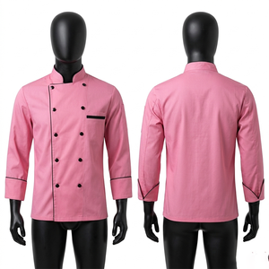 Mens <b>Chef</b> <b>Jacket</b> 250 GSM Soft Twill Fabric Black Long Sleeve <b>Chef</b> Coat <b>White</b> Piping Custom Printed Logo Design - Product Image 4