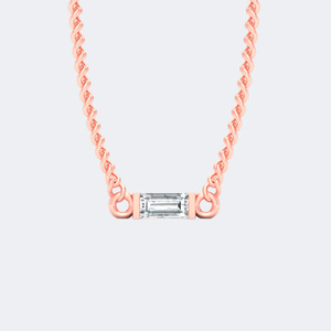 สร้อยคอจี้ทรงบาแกตต์แนวนอนประดับเพชร 0.10 กะรัต - Product Image 3