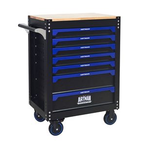 Carrello Portautensili in Acciaio a 7 Cassetti da 30 Pollici con Piano in Legno e Ruote per Stoccaggio Attrezzi in Garage e Magazzini - Product Image 3
