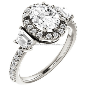 Nouveau Design Art Déco 1.5 Ct Coupe Ovale Moissanite Diamant Bague De Mariage Vintage Starburst Halo Bague De Fiançailles Pour Les Femmes - Product Image 3