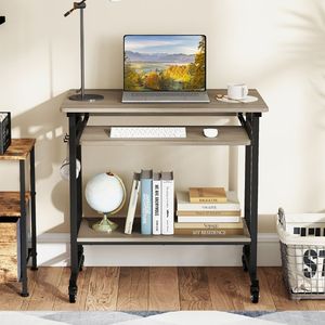 Supporto per Laptop con Rotelle, Tastiera Estraibile e Ganci, Pratica Postazione di Lavoro Mobile - Product Image 4