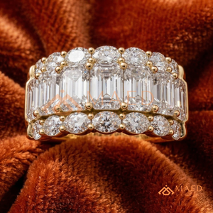 Luxury Triple Row Moissanite Statement <b>Ring</b> 925 Sterling <b>Silver</b> <b>Emerald</b> and Oval Cut Lab Diamond Wedding <b>Ring</b> for Women - Product Image 3