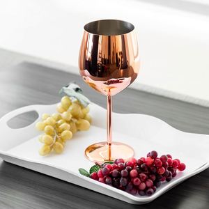 Unbreakable Rose 500ml Mirror Polished 304 Stainless Steel <b>Goblet</b> Bar Drinkware Stemmed Metal <b>Wine</b> Glass for Party Restaurant - Product Image 2