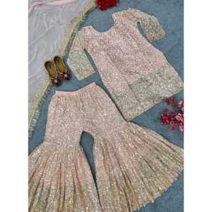 Top de fête pour femmes de créateur et ensemble Sharara avec tenue de fête élégante fantaisie Dupatta - Product Image 6