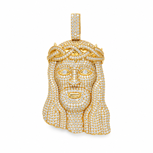 Colgante Iced Jesus de Plata S925 Bañado en Oro con Moissanita Engastada en Canal, Diseño Corona de Espinas, Joyería Religiosa Hip Hop para Hombre - Product Image 4
