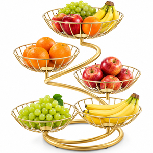 Factory Suppliers 2 Tier Fruit <b>Basket</b> Metal Wire Fruit <b>Basket</b> Holder for Kitchen Countertop <b>Storage</b> <b>Basket</b> and Home Decoration - Product Image 5