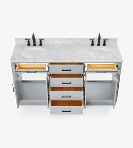 Meuble-lavabo double vasque OEM Timothy 67 pouces, 6 options de finition, vente en gros, usine du Vietnam - Product Image 5