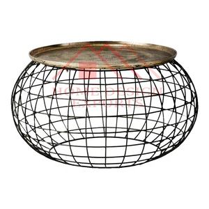 2024 Tables basses rondes en fer modernes avec dessus en verre pour décorations intérieures et extérieures Dernière conception décorative de bureau - Product Image 2