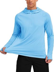 Chemise de pêche à manches longues à capuche pour homme, orange, UPF 50, séchage rapide, polyester, fermeture éclair, couleur unie, vêtements d'extérieur - Product Image 4