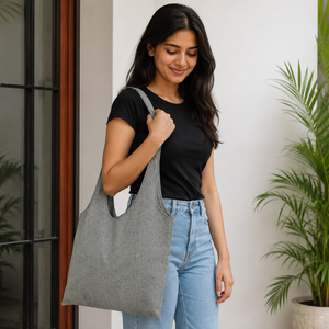 Bolsa de Compras Personalizada de Algodón Reciclado Melange 40x52cm con Asas, Logotipo Personalizado Impreso, Venta al por Mayor, Fabricante OEM ODM, Exportador - Product Image 6
