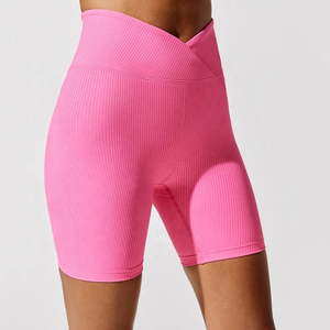 Shorts de sport pour femmes en coton taille haute, style Hip Hop OEM, pour cyclisme, course à pied et entraînement, qualité supérieure - Product Image 1