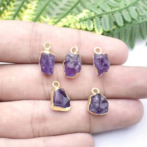 Natural <b>Amethyst</b> <b>Raw</b> Edge Electroplated Pendant Gold Plated Crystal Gemstone Jewelry Necklace for Women - Product Image 1