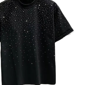 Camiseta Blanca de Manga Corta para Hombre, Diseño de Cabeza de León con Pedrería, Cuello Redondo, Corte Regular Informal, Tejido de Jersey de Algodón/Poliéster Lavado - Product Image 6