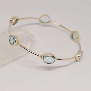 Blue Topaz Bangle <b>Bracelet</b> Sterling Silver December Birthstone Gemstone Jewelry For Women - Product Image 5