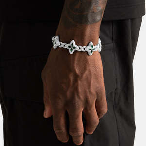 Bracelet en argent sterling 925 avec fleur marquise verte, bracelet tennis émeraude de luxe, bijoux fins pour homme, cadeau - Product Image 1