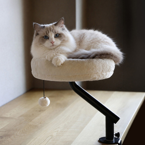 Cama Elevada Ajustable para Gatos, Cueva Redonda con Cojín de Piel Sintética, Desmontable y Lavable, Cama Interior para Mascotas - Product Image 3
