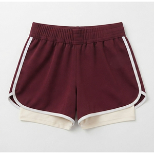 Shorts athlétiques 2 en 1 pour femmes, conçus avec une couche intérieure douce et confortable, ceinture confortable, coupe sportive tricotée. - Product Image 1