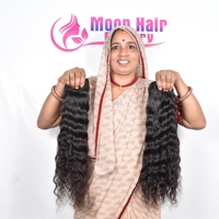 Rambut Manusia India Keriting 32" Bundel Hitam Alami Virgin Remy Weave Extensions Lembut Halus Tebal Bervolume Double Drawn Premium