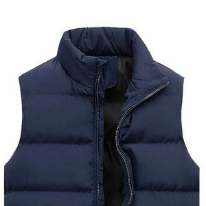 Chaleco Acolchado Vintage sin Mangas para Hombre, Azul Marino, Chaqueta de Otoño con Cierre Frontal, Casual, para Exteriores, Térmica, Impermeable, Cálida - Product Image 3