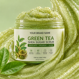 OEM Private Label Green Tea Shea Sugar <b>Scrub</b> Exfoliating <b>Body</b> Polish with Natural Green Tea Extract & Shea Butter for Wholesale - Product Image 1