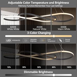 39\" Modern LED Pendant <b>Light</b> Infinity Design Hanging Ceiling Fixture Adjustable Height Dimmable for Living Room <b>Dining</b> Room - Product Image 5