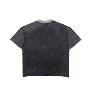 T-shirt surdimensionné en coton 100% 300 g/m², style vintage délavé à l'acide, design patchwork, coupe ample, streetwear - Product Image 5