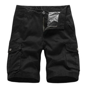 Pantalones Cortos Cargo Negros para Hombre, Estilo Boyfriend, Cintura Media, Casuales, para Verano e Invierno, con Múltiples Bolsillos, Estilo Denim Tejido - Product Image 4