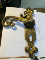 Poignée de porte décorative EURO IRON, finition laiton vintage, ambidextre, motif floral, contrôle tactile pour porte d'entrée intérieure