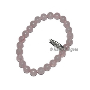 Pulsera de Cuarzo Rosa con Dije de Búho al por Mayor – Pulsera de Cuarzo Rosa Natural con Cuentas de Cristal - Product Image 1