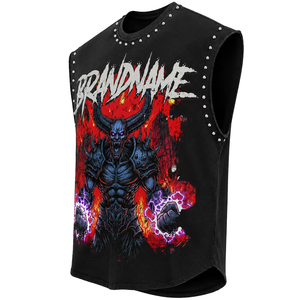 Custom Rhinestone Graphic Tank Top 100% Cotton Soft Fabric <b>Logo</b> Printed Sleeveless T Shirt Unisex Streetwear OEM Wholesale - Product Image 4
