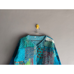 Chaqueta acolchada vintage para mujer, estilo patchwork, cárdigan corto bohemio, ropa de abrigo corta para invierno, regalo para ella. - Product Image 4