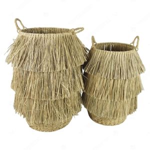 Cesto de Ropa Grande de Mimbre con Tapa, Cesta de Almacenamiento de Fibra Natural para Decoración de Sala de Estar y Baño - Product Image 5