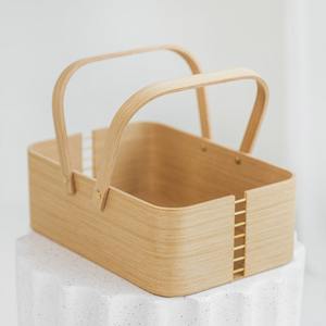 Panier de rangement en bois fait main, écologique et personnalisable, avec poignées, pour fruits et légumes, design moderne et décoratif - Product Image 1