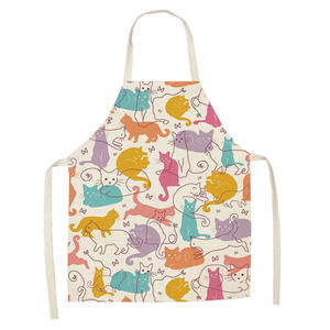 Cute Cartoon Cat Printed Cotton Linen <b>Kitchen</b> <b>Apron</b> Sleeveless Cooking <b>Apron</b> for Men Women Home Cleaning - Product Image 5