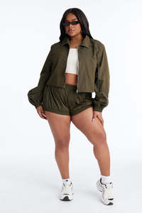 Ensemble coupe-vent colorblock pour femmes, sweat à capuche et short, vêtements de sport légers à fermeture éclair, survêtement 2 pièces, décontracté, pour la course à pied, la gym, le fitness - Product Image 6