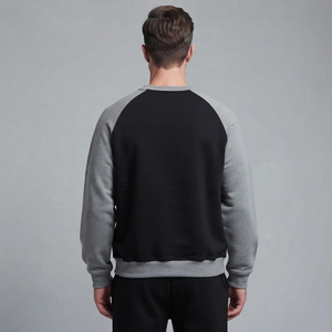 Sweat-shirt homme surdimensionné de haute qualité avec logo brodé personnalisé, coupe-vent, 100% coton, col rond bicolore, style baggy. - Product Image 2
