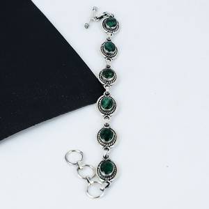 Bracelet en émeraude, argent sterling 925, bijoux faits main, bracelet émeraude de luxe, cadeau pour femme - Product Image 3