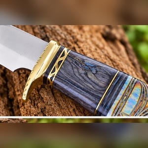 Cuchillo Bowie de Acero Inoxidable Hecho a Mano para Camping con Mango Decorativo de Hueso y Madera, Funda de Cuero y Empuñadura de Latón - OEM Personalizable DIY - Product Image 3