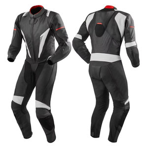 Combinaison de moto unisexe en cuir noir et blanc 220g, imprimée numériquement, manches longues, respirante, une pièce, équipement de protection complet - Product Image 1