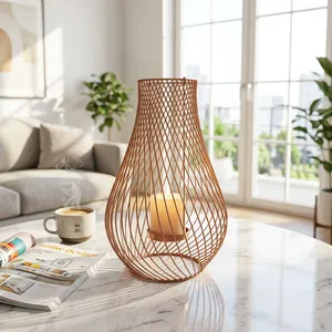 Artisan Design Handmade Wire <b>Lantern</b> Candle Holder Home Decoration Metal Cage Style Modern Model L925 - Product Image 3
